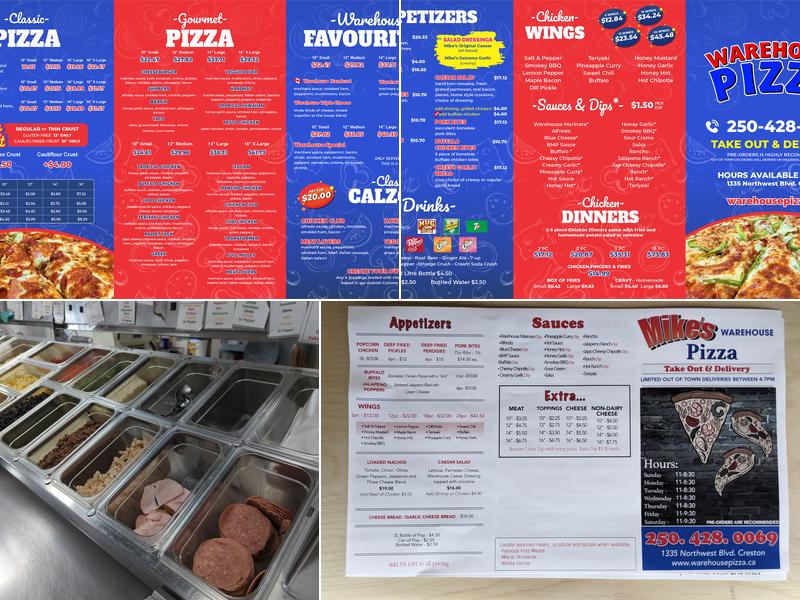 Warehouse Pizza Menu