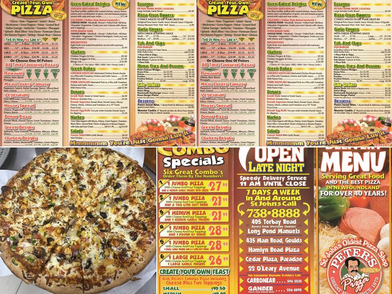 Peter's Pizza Menu