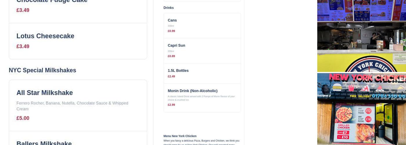 New York Chicken Menu