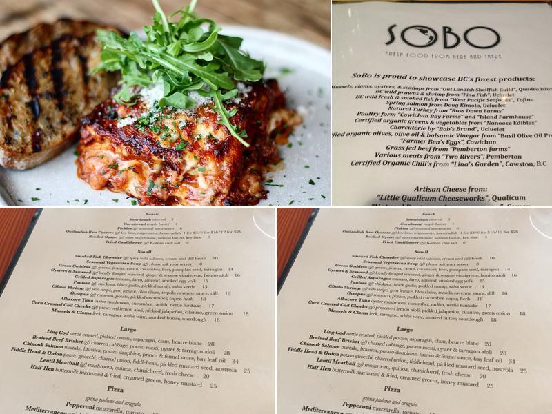 SoBo Restaurant Menu