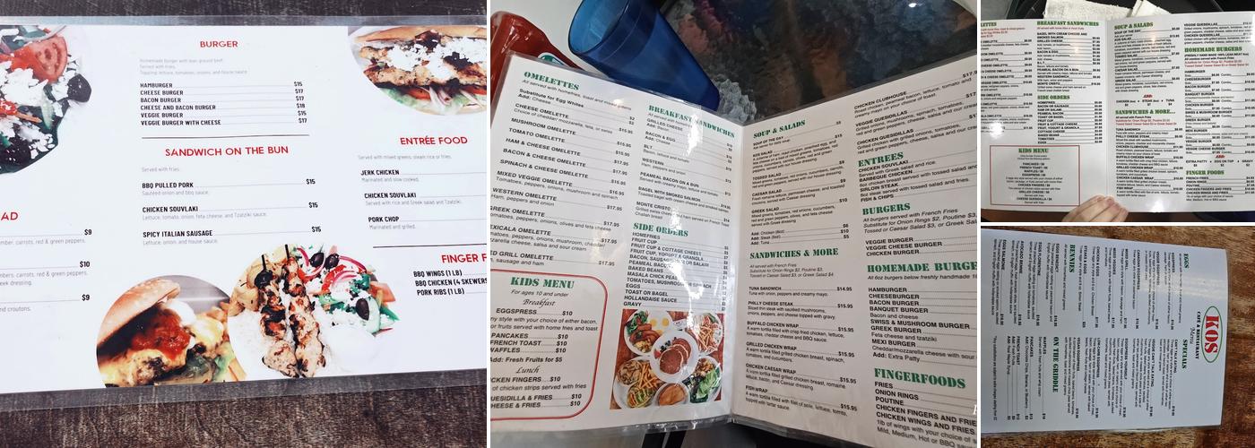 Kos Cafe & Restaurant Menu