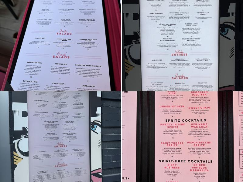 Deville Dinerbar Menu