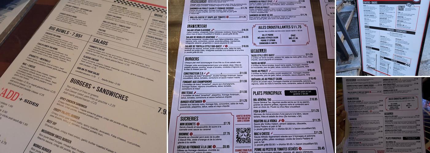 Le Warehouse Menu