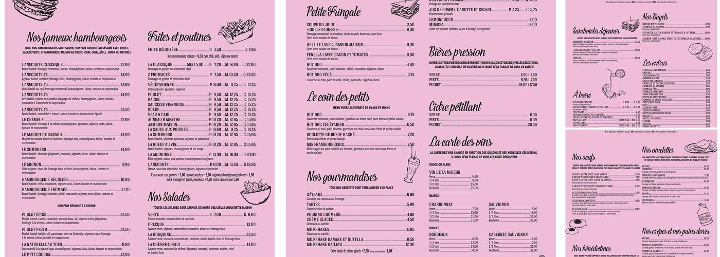 L'Anecdote Menu