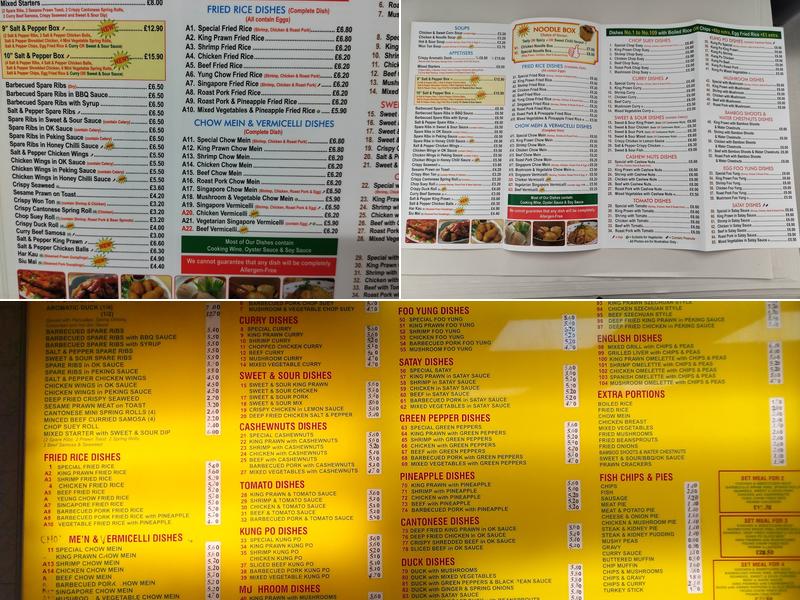 Hamer Chop Suey Bar Menu