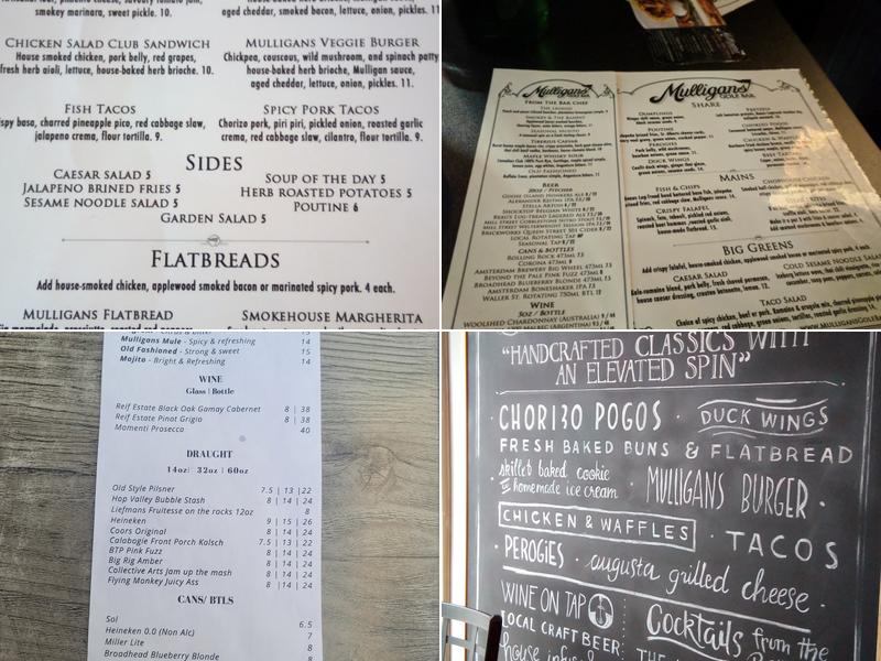Mulligans Golf Bar Menu