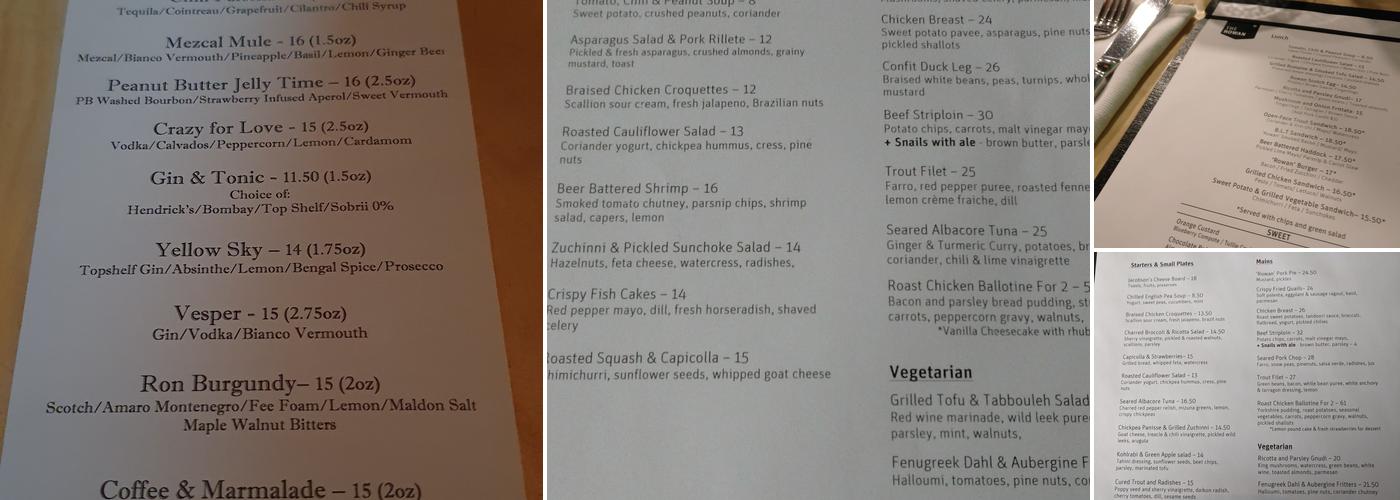 The Rowan Menu