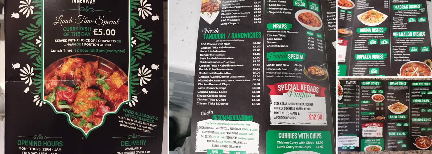 Punjab Take Away Menu