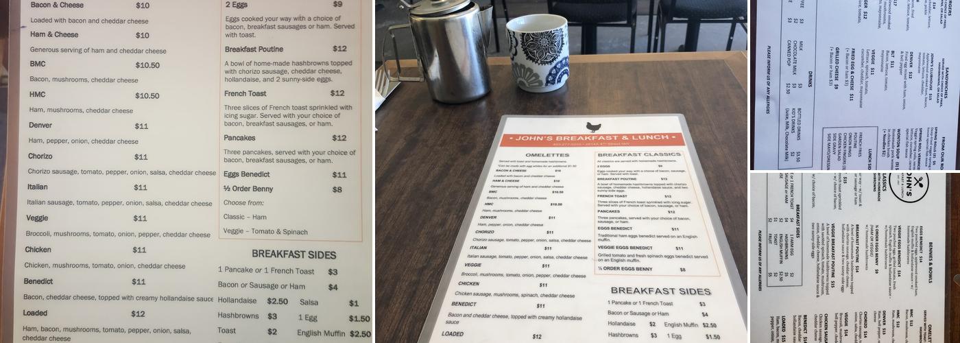 John's Breakfast & Lunch Menu
