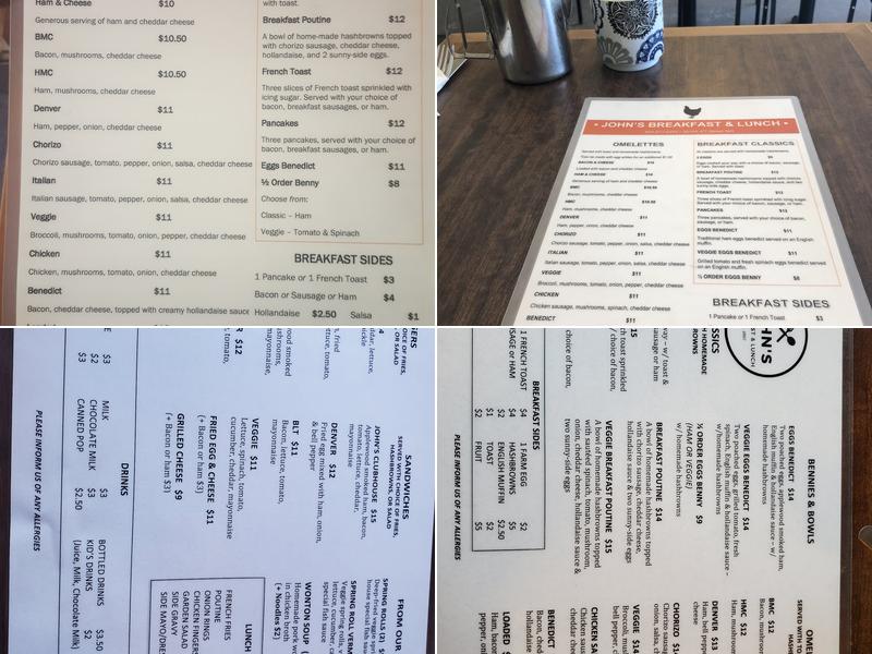 John's Breakfast & Lunch Menu