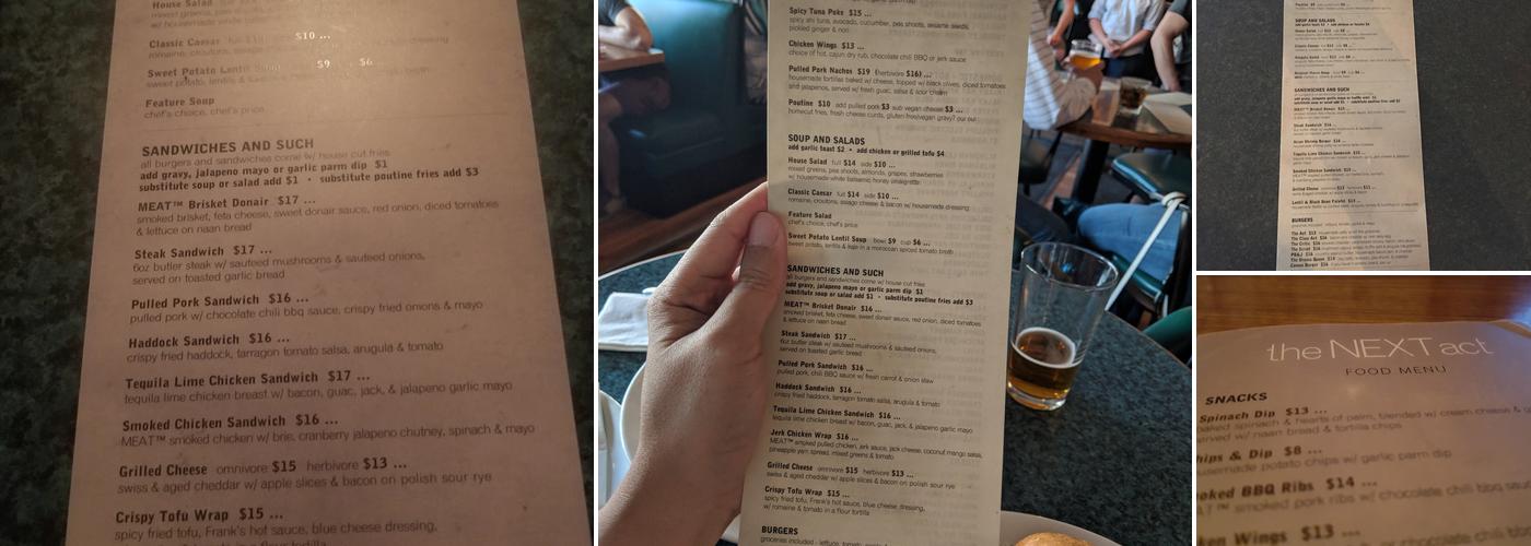 The Next Act Menu