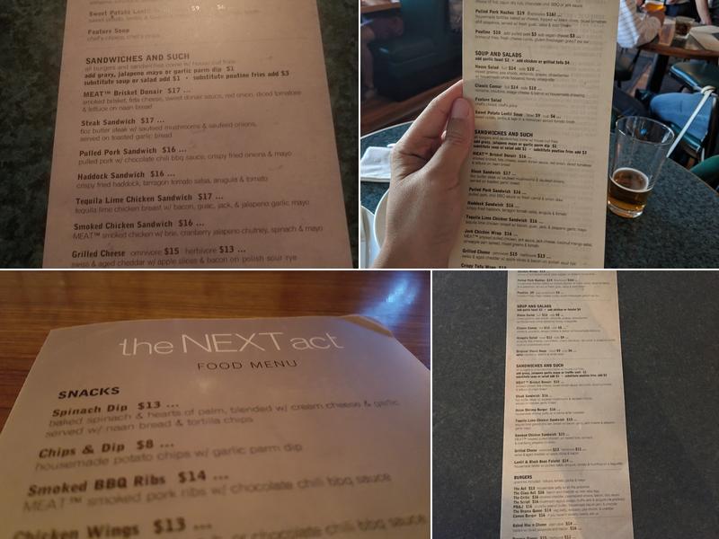 The Next Act Menu