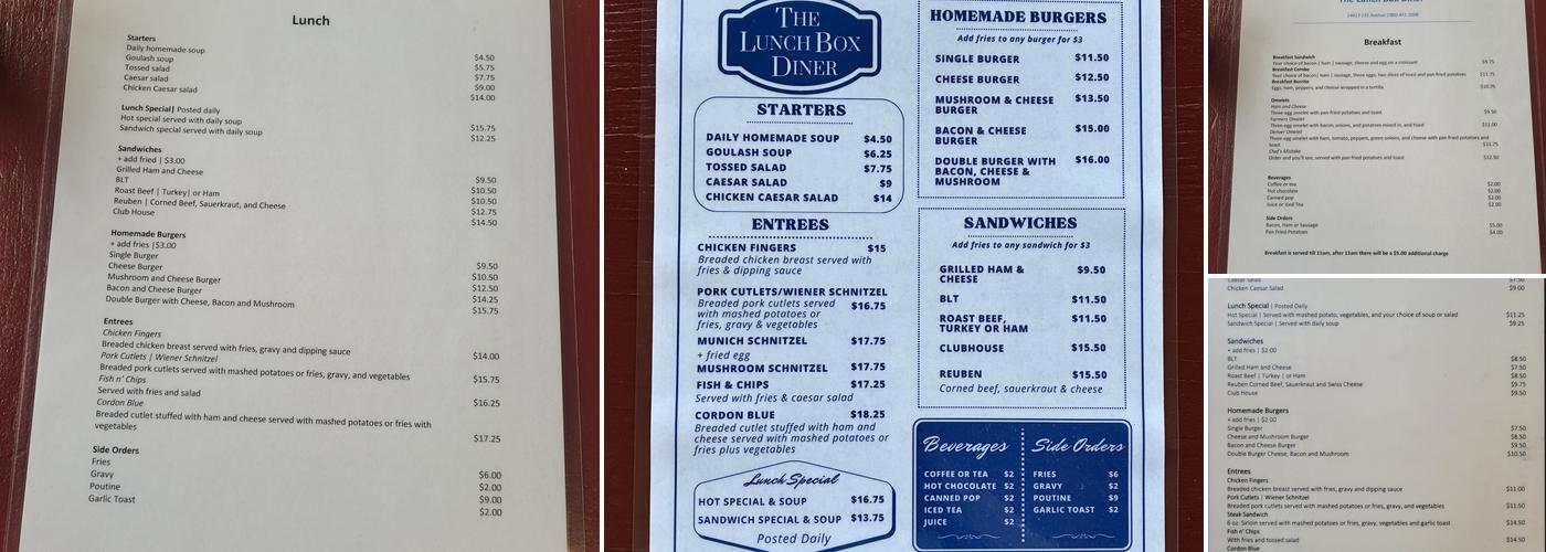 Lunchbox Diner Menu