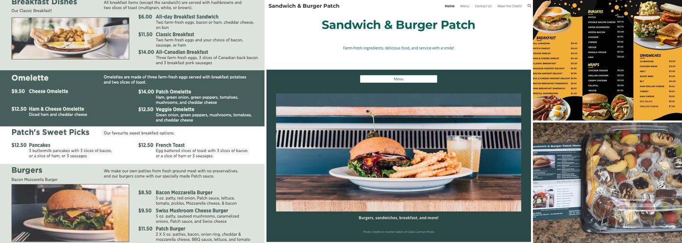 Sandwich & Burger Patch Menu
