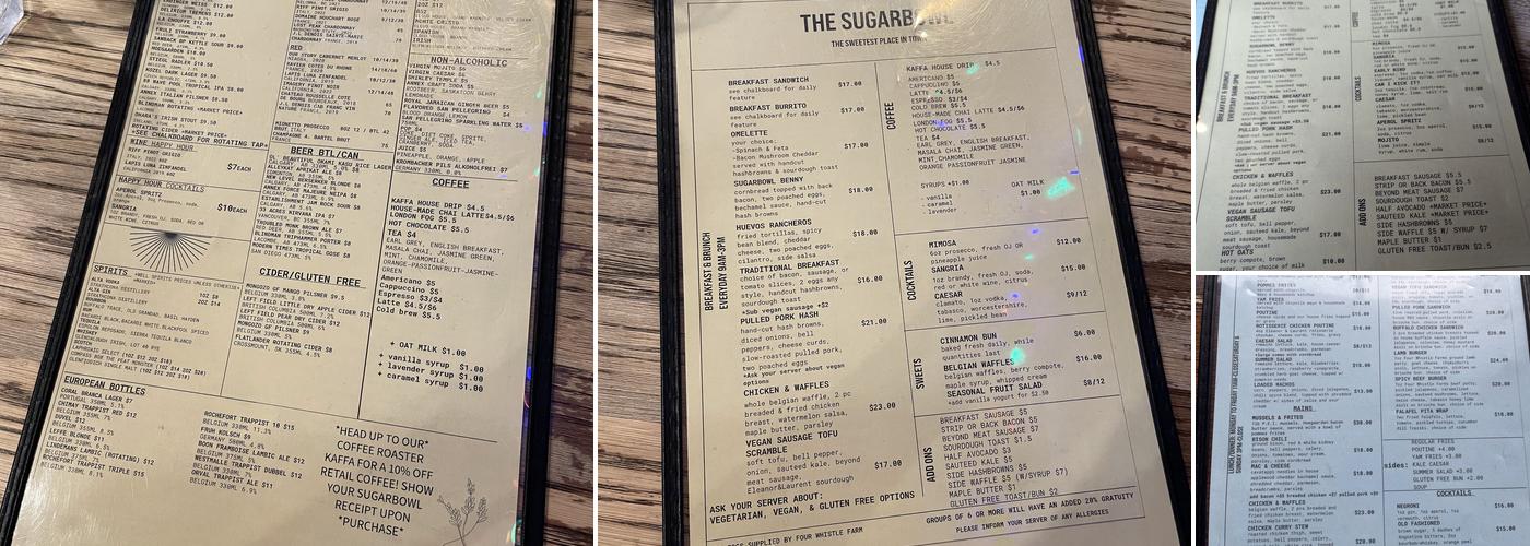 Sugarbowl Menu