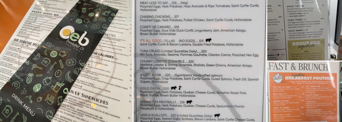 OEB Breakfast Co. Menu