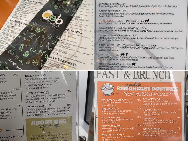 OEB Breakfast Co. Menu