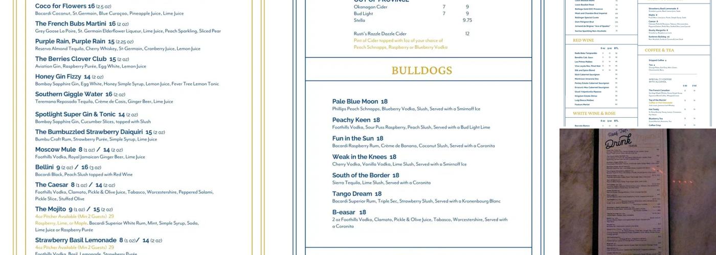 Spotlight Cabaret Menu