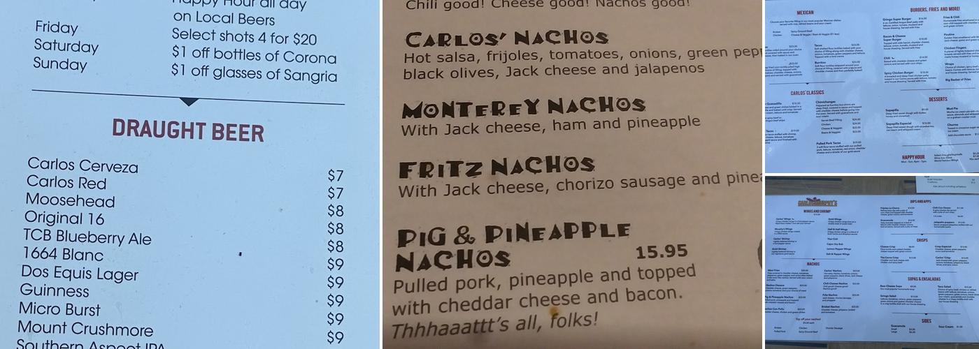 Carlos & Murphy's Menu