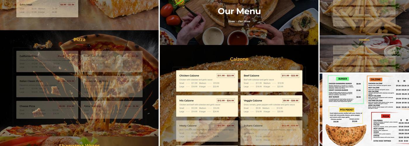 Sultan's Shawarma Menu