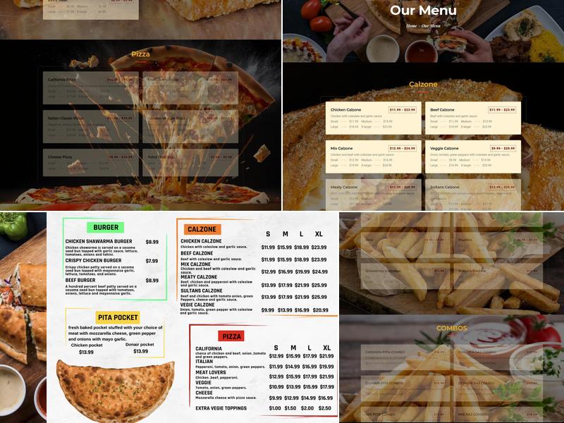 Sultan's Shawarma Menu