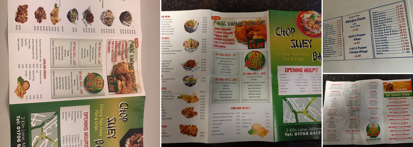 Milnrow Chop Suey Bar Menu