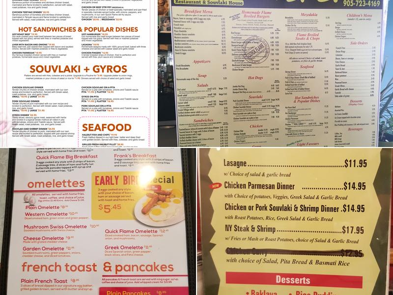Mr A's Quick Flame Restaurant Menu