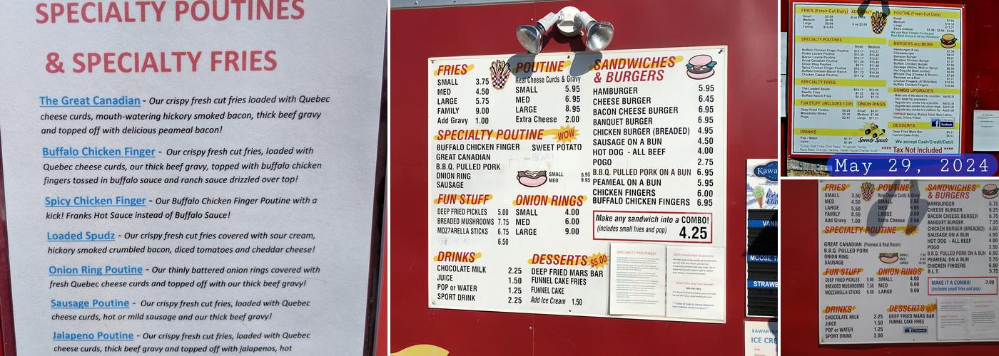 Speedy Spudz Menu