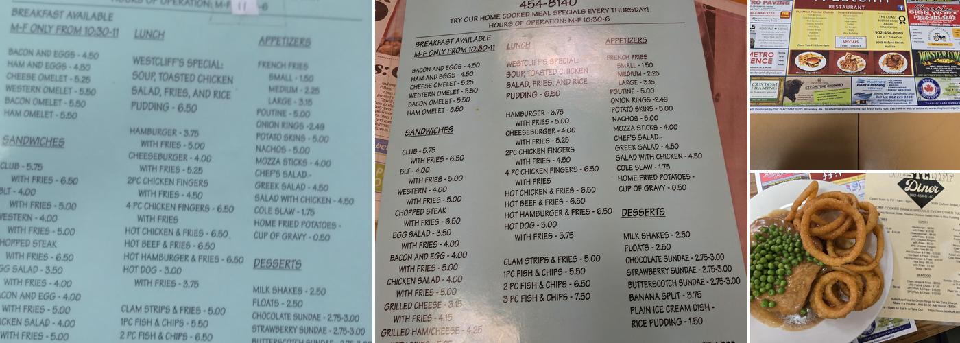 Westcliff Restaurant Menu