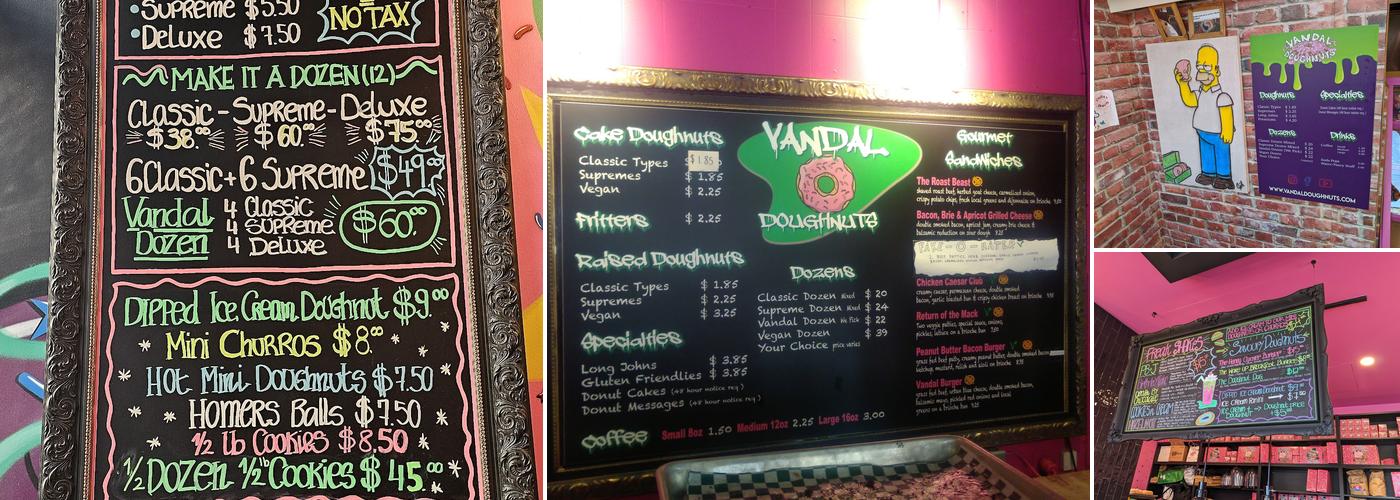 Vandal Doughnuts Menu