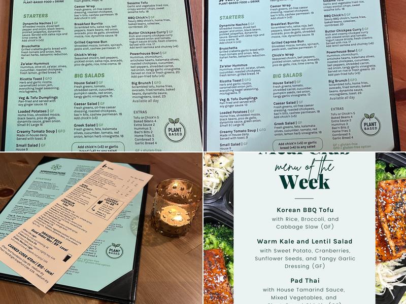 Springhouse Menu