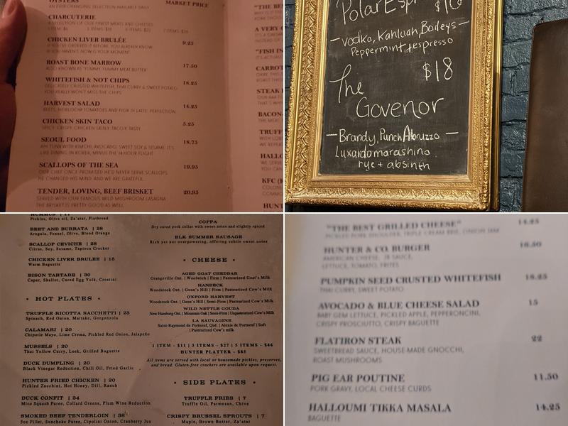 Hunter & Co. Menu