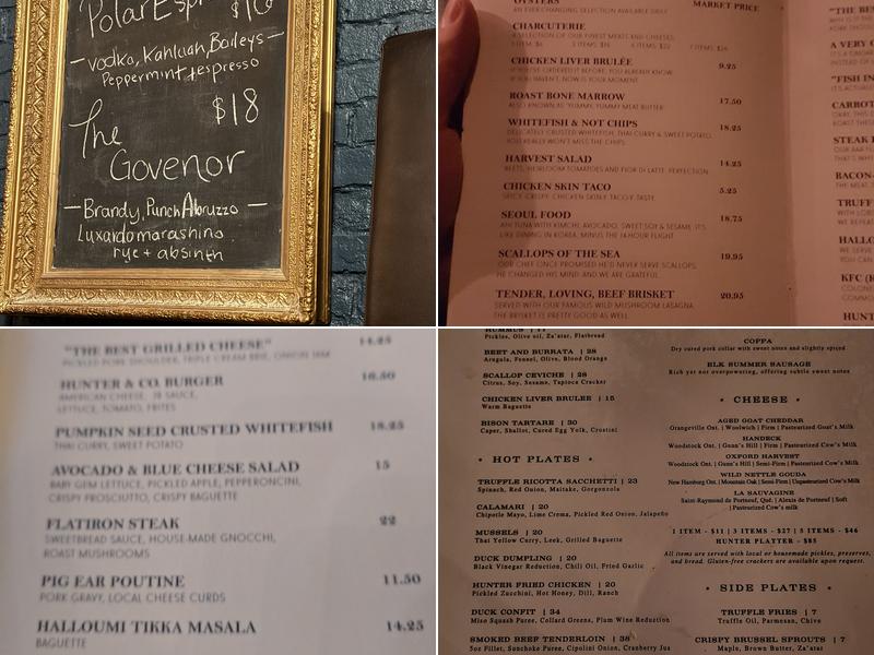 Hunter & Co. Menu