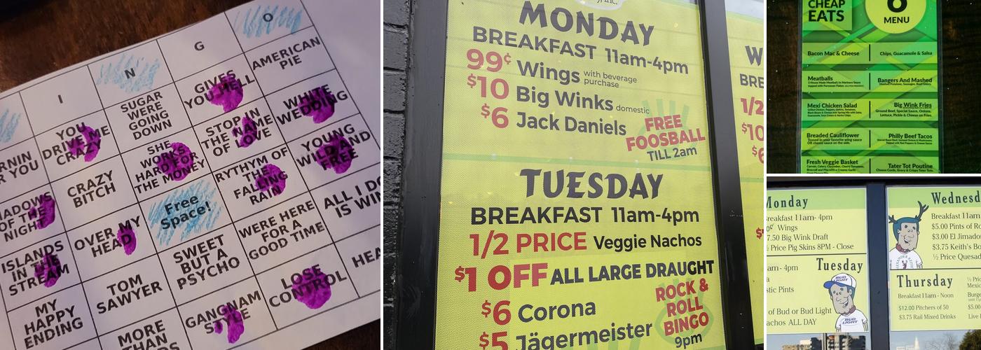 Winks Eatery Menu