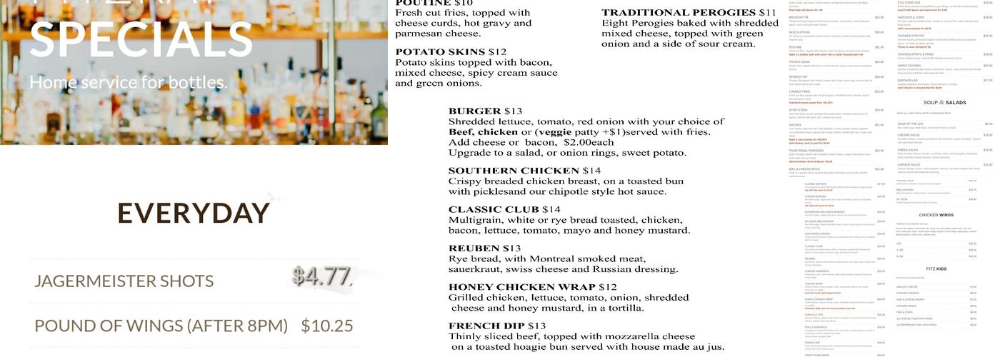 Fitzray's Restaurant Menu