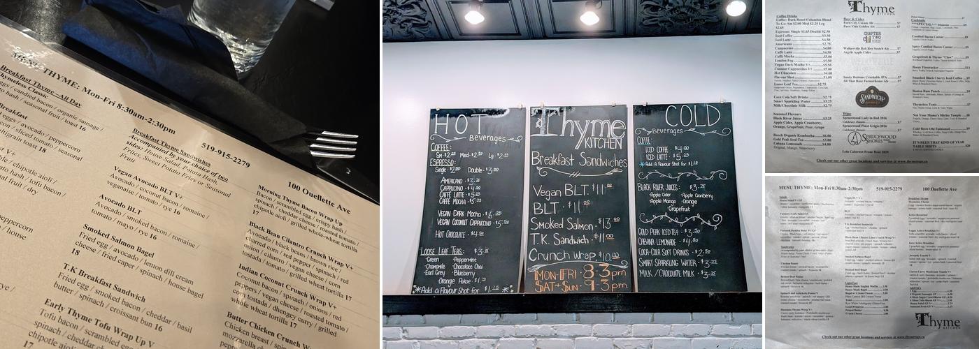 Thyme Kitchen Menu