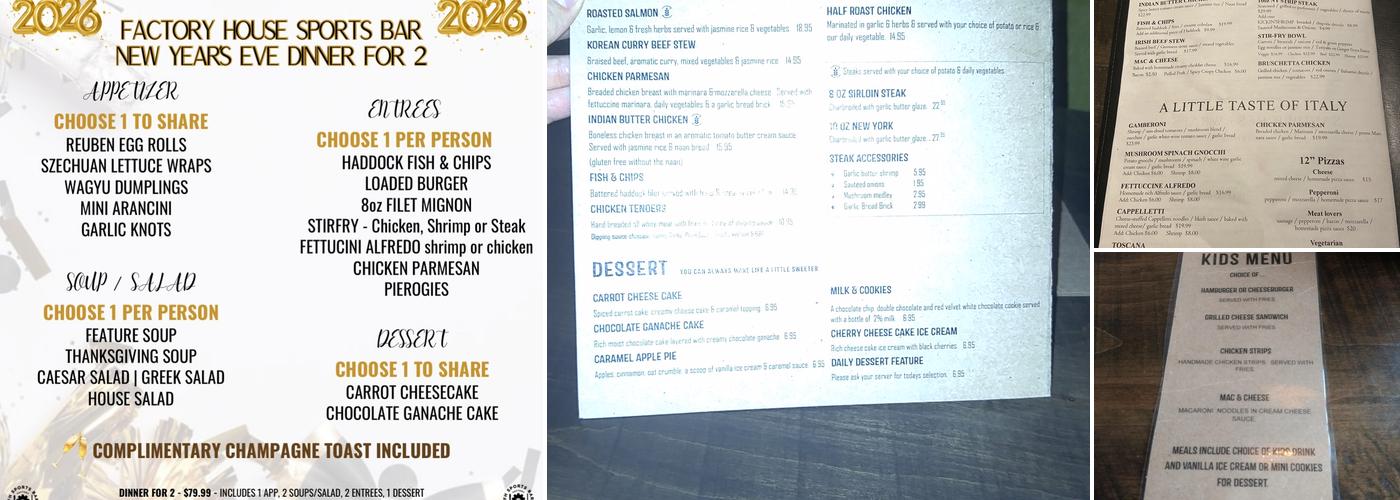 Factory House Menu