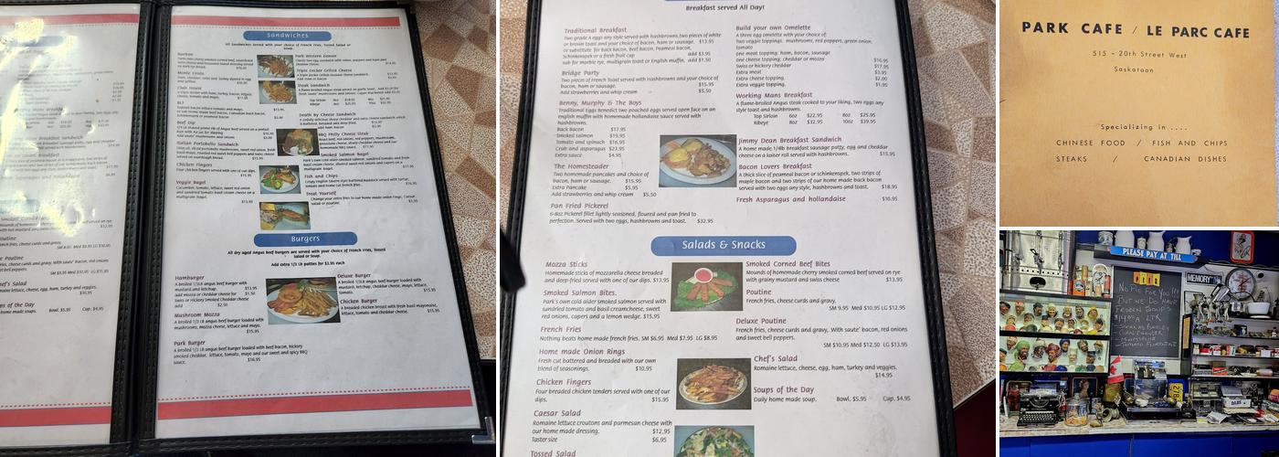 Park Cafe Menu