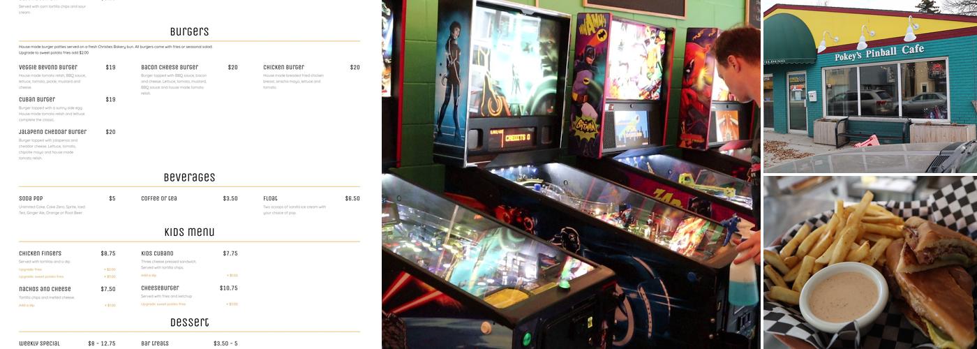 Pokeys Pinball Cafe Menu