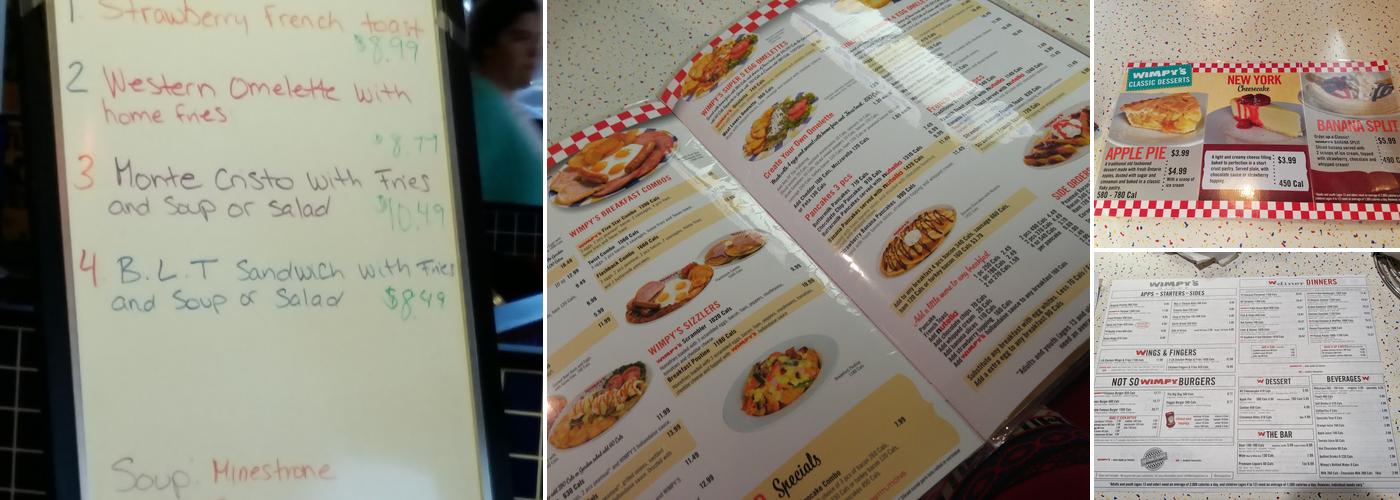 Wimpy's Diner Menu