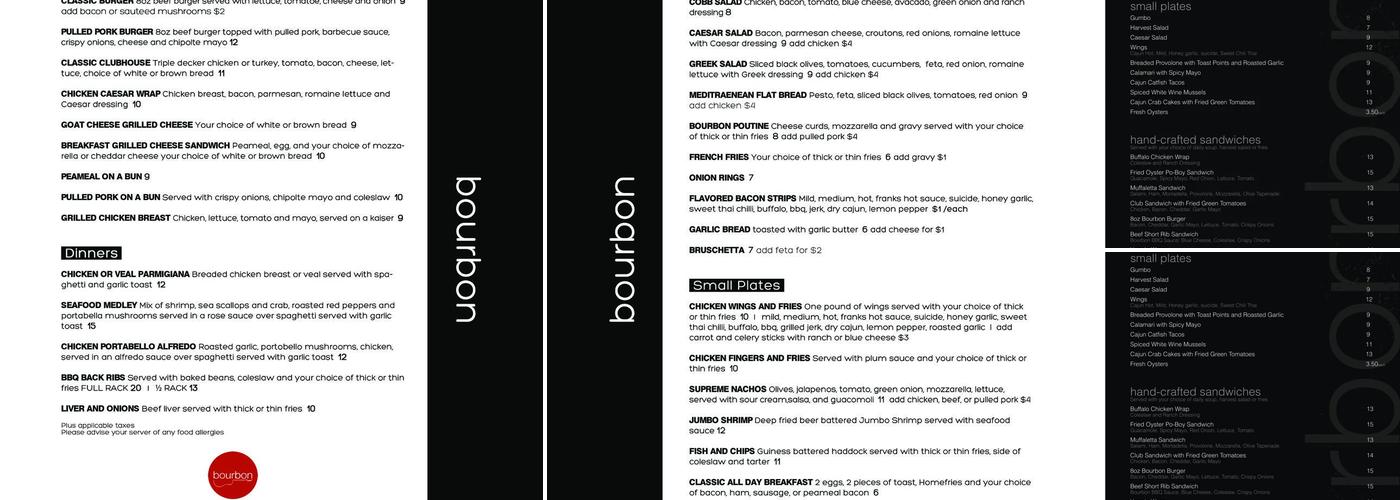Bourbon Menu