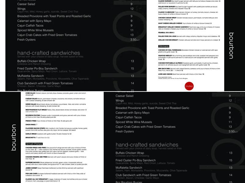 Bourbon Menu