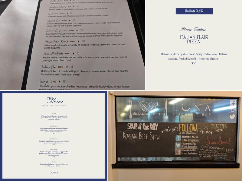 Luna Kitchen | Bar Menu