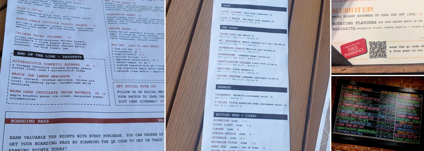 Train Station Pub Menu