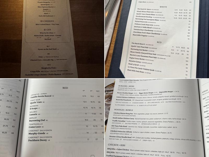 Earls Kitchen + Bar Menu