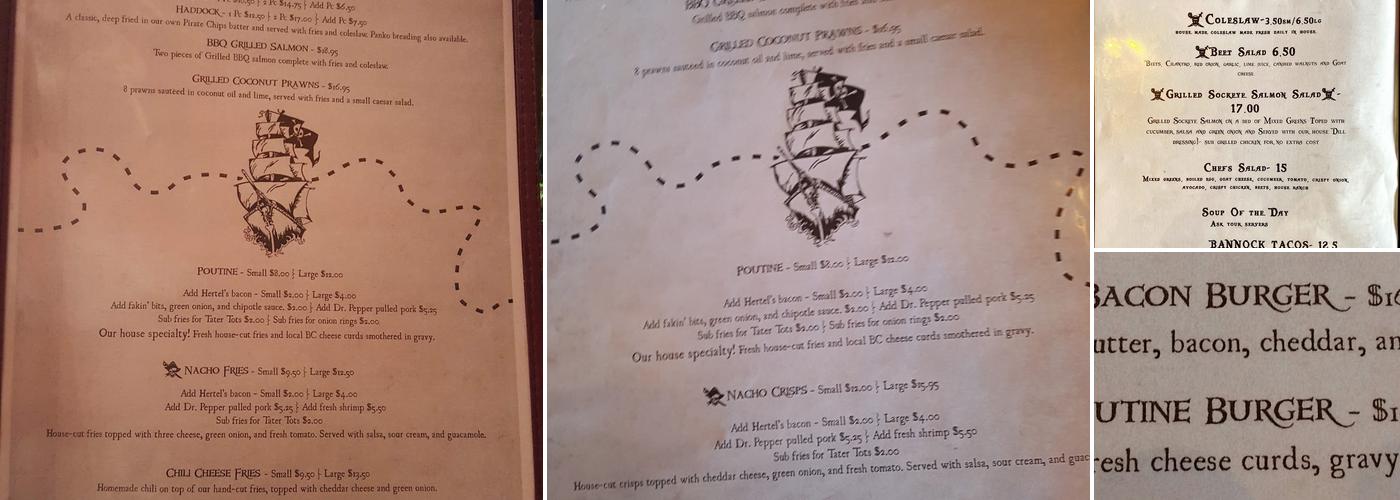 Pirate Chips Menu