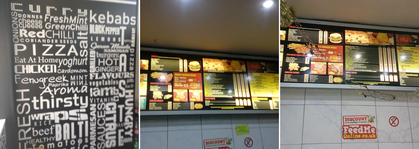 Khan's Takeaway Menu