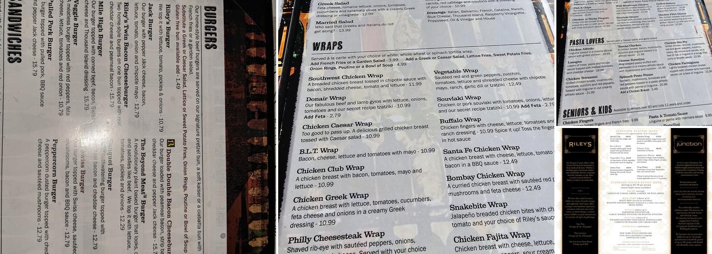 Riley's Pub Menu