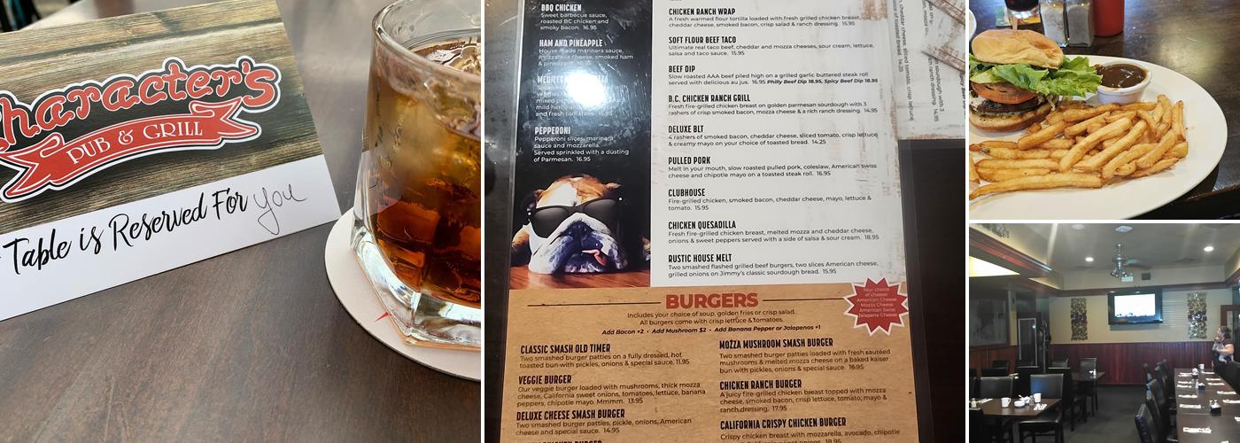 Character's Pub & Grill Menu