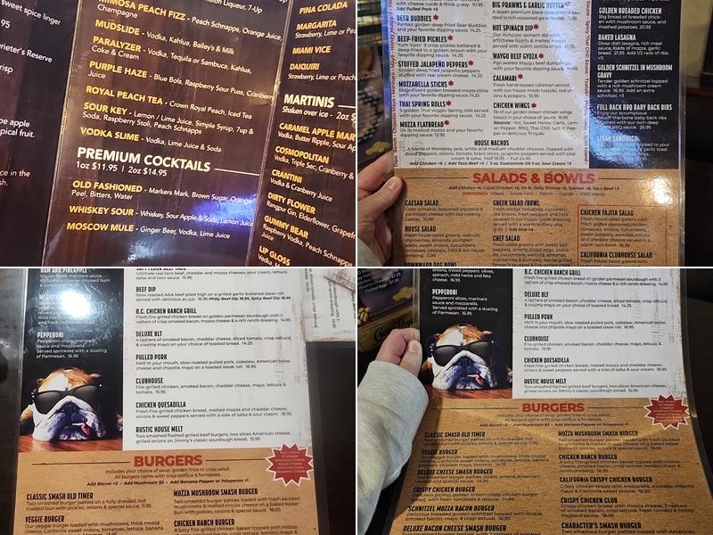 Character's Pub & Grill Menu